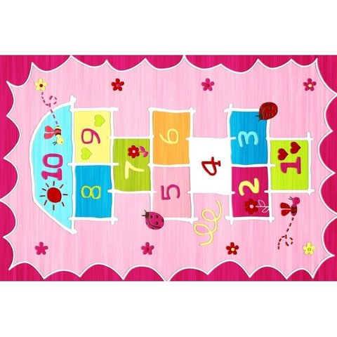 Tapete Infantil Emborrachado Antiderrapante 100x140cm Amarelinha Rosa