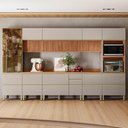Ver imagem 2 de Cozinha Modulada Proença 8 Peças com Cristaleira e Balcão 120cm Nogueira Touch/nude Prime Tx -