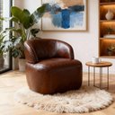 Ver imagem 2 de Poltrona de Couro Legítimo Giratória Luna