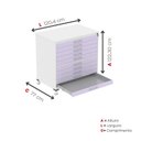 Ver imagem 3 de Mapoteca 10 Gavetas 120,4cm x 122,3cm Aço Branco/Lilas