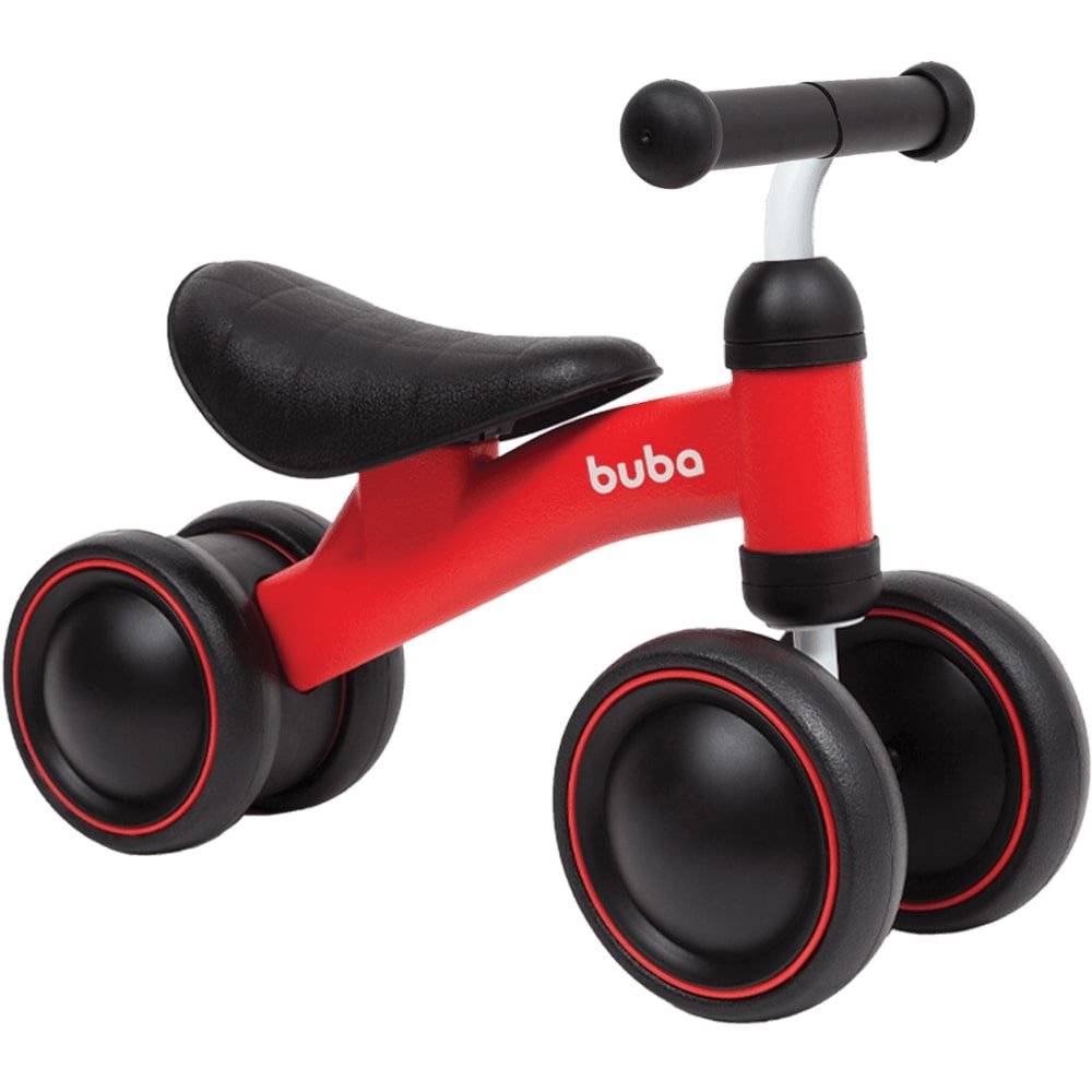 Bicicleta de Equilíbrio 4 Rodas Buba Sem Pedal Zoo Vermelha 12 meses Balance Infantil