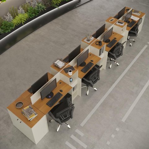 Estação de Trabalho 8 Lugares Noruega Office 8 Mesas 6 Armários 2 Aparadores - Via Nossa - Off