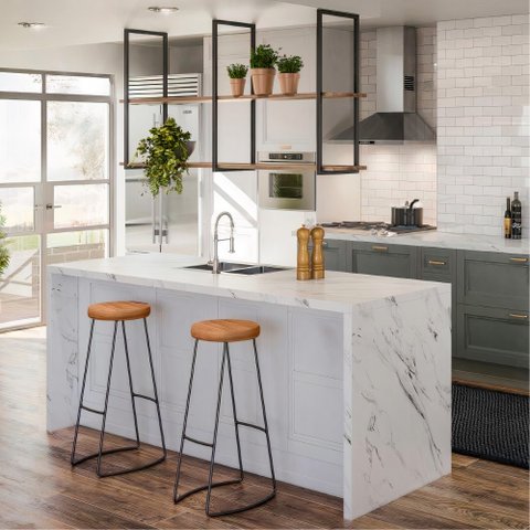 Conjunto 2 Bancos e Prateleira Cozinha Vintage Alfred Madeira