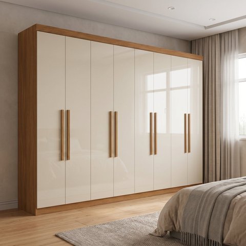 Guarda-Roupa Casal 8 Portas 4 Gavetas Cinamomo Off White Paris