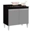 Ver imagem 1 de Balcão para Cooktop de Cozinha com Tampo 2 Portas Brenda Preto e Cinza 80 cm - D’Rossi
