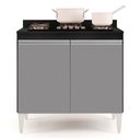 Ver imagem 3 de Balcão para Cooktop de Cozinha com Tampo 2 Portas Brenda Preto e Cinza 80 cm - D’Rossi