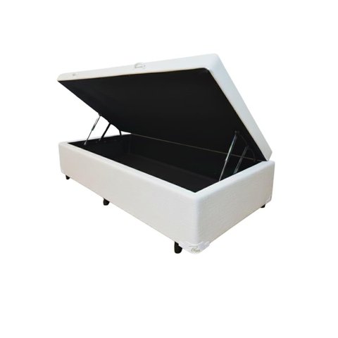 Cama Box Baú Solteirão Blindado Diversas Cores (88x188x42) - Linhão - Turim Milão Branco