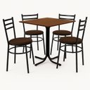 Ver imagem 1 de Conjunto Mesa Preta 70x70cm Tampo Imbuia com 4 Cadeiras Epoxi