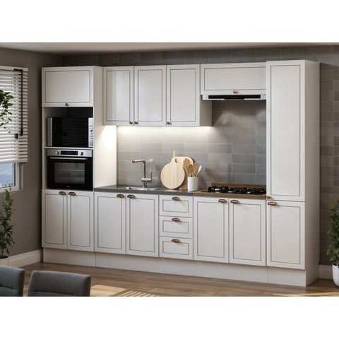 Cozinha Completa 6pçs Americana Branco/ebano C/ Rodape