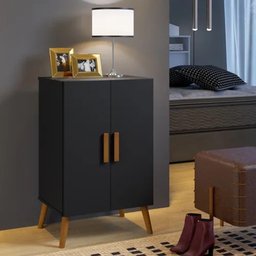 Sapateira Retro Luna Preto 2 Portas P/ 12 Pares - 1