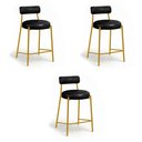 Ver imagem 2 de Banqueta Cozinha Alta com Encosto Kit 3 Industrial Dourado Londres PU Facto D03 - D'Rossi