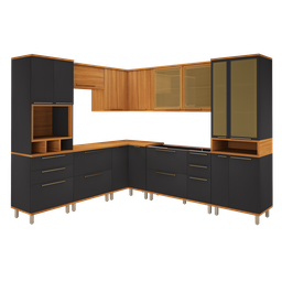 COZINHA COMPLETA PREDILLETA ISADORA MODULADA 8 PECAS 523CM 17 PORTAS 6 GAVETAS SEM TAMPO CHUMBO CAMU - 2