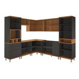 COZINHA COMPLETA PREDILLETA ISADORA MODULADA 8 PECAS 523CM 17 PORTAS 6 GAVETAS SEM TAMPO CHUMBO CAMU - 3