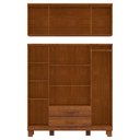 Ver imagem 3 de Guarda Roupa Bipartido 8 Portas 2 Gavetas com Espelho Linha Cobre 1275c Castanho Finestra