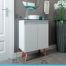 Gabinete Armário para Banheiro 60 x 85 cm 2 Portas Pés em Madeira MDP Branco 0656 - MENU - 2