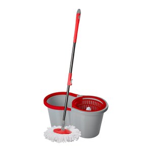 MOP Giratório WAP em Microfibra com Sistema de Centrifugação e Sistema Dreno Cinza/Vermelho