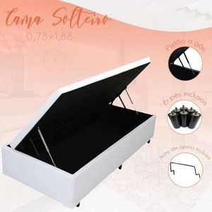 Cama Box Bau Solteirão 0,96 X 2,03 Blindada Super Reforçada - Branco