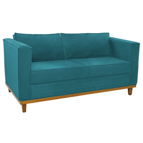 Sofá 2 Lugares Europa Suede Azul Turquesa - Am Decor