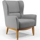 Ver imagem 1 de Poltrona Decorativa Fixa Base de Madeira Milena D02 Linho Cinza Escuro C-416 - Lyam Decor