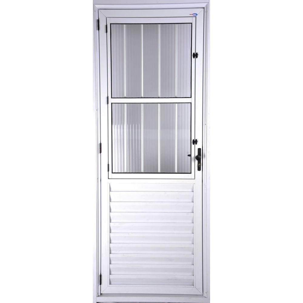 Porta de Alumínio Social Postigo 210x80cm Direita Branco