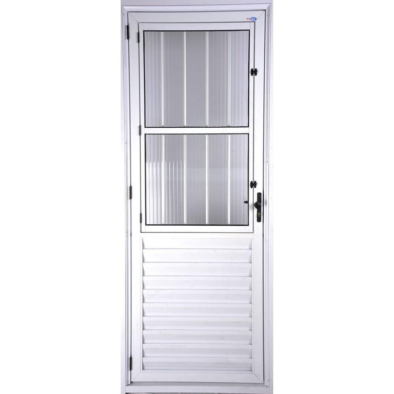 Porta de Alumínio Social Postigo 210x80cm Direita Branco