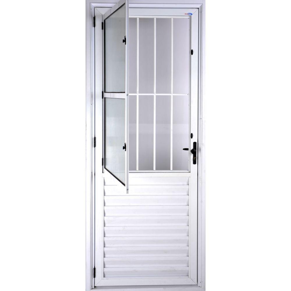 Porta de Alumínio Social Postigo 210x80cm Direita Branco - 4