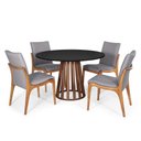 Ver imagem 2 de Kit Mesa de Jantar Redonda 120cm Gabi Preto/Noronha com 4 Cadeiras Garbo Cinza Escuro
