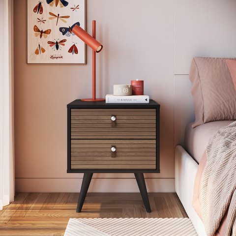Mesa de Cabeceira Retrô com 2 Gavetas