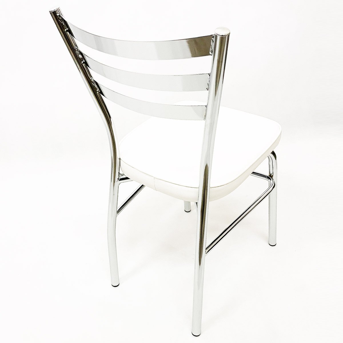 Cadeira de Cozinha com reforço cromada assento grosso branco confortável Kit 6 Unidades - 6