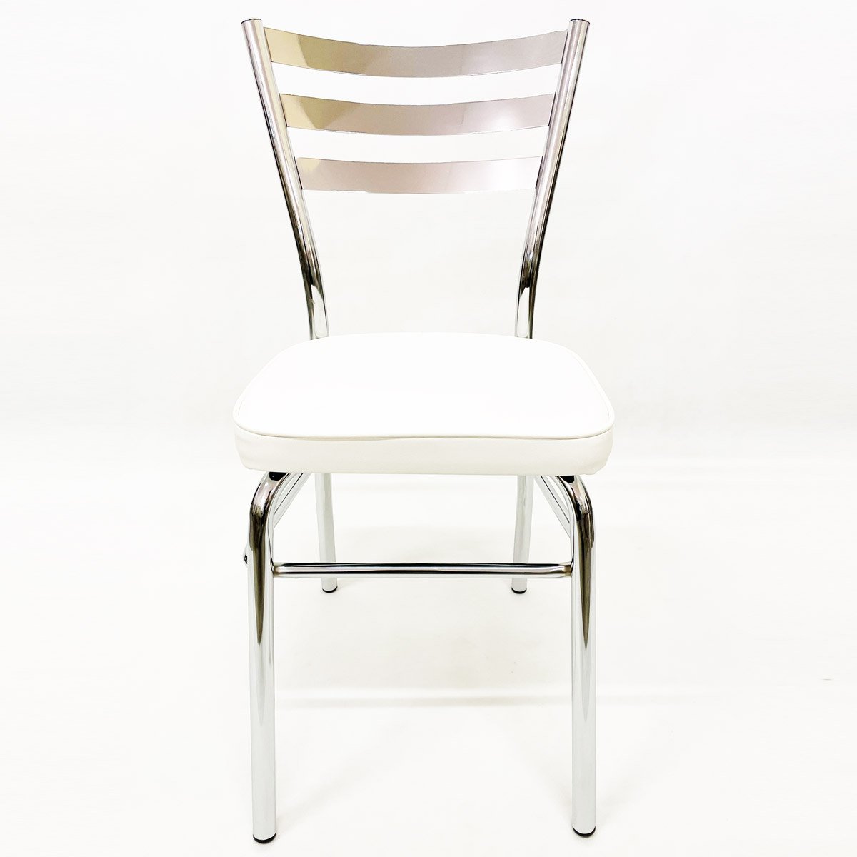 Cadeira de Cozinha com reforço cromada assento grosso branco confortável Kit 6 Unidades - 3