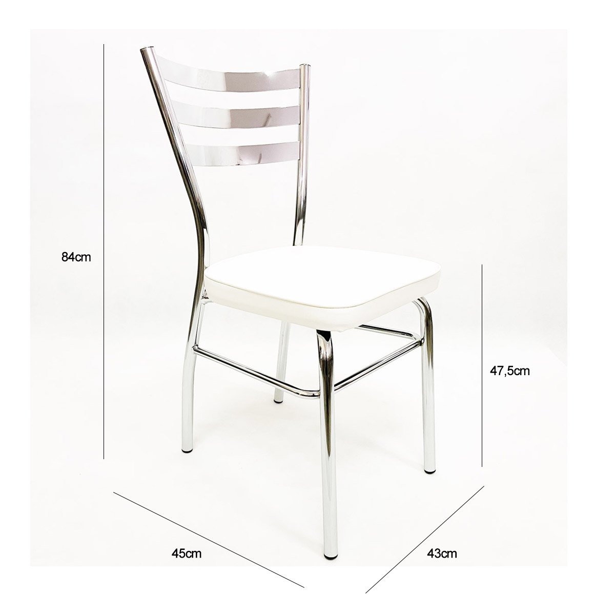 Cadeira de Cozinha com reforço cromada assento grosso branco confortável Kit 6 Unidades - 2