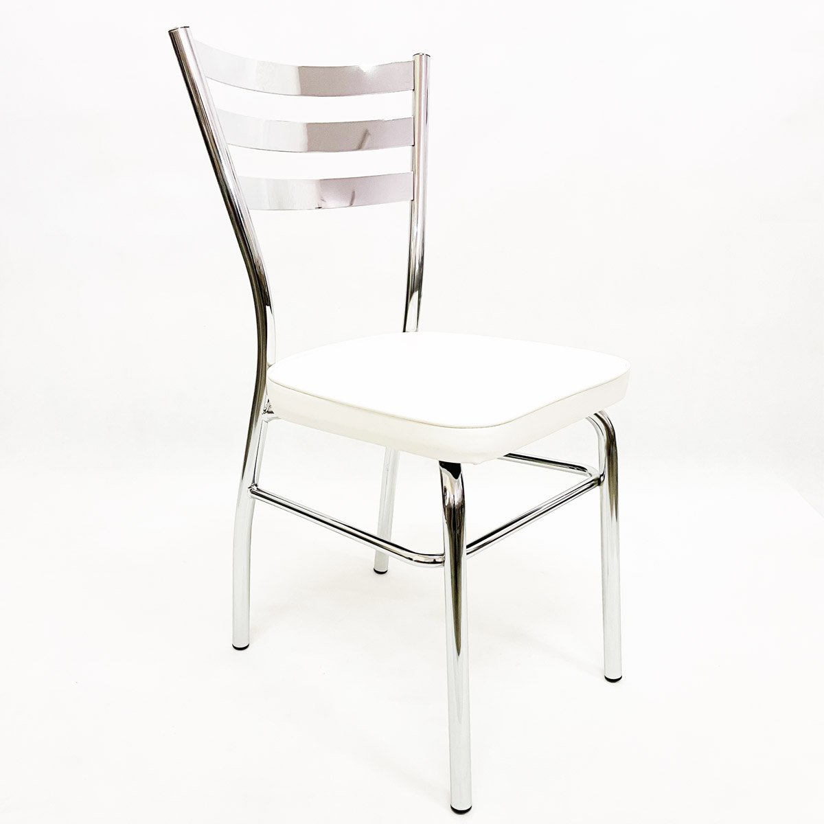 Cadeira de Cozinha com reforço cromada assento grosso branco confortável Kit 6 Unidades - 4