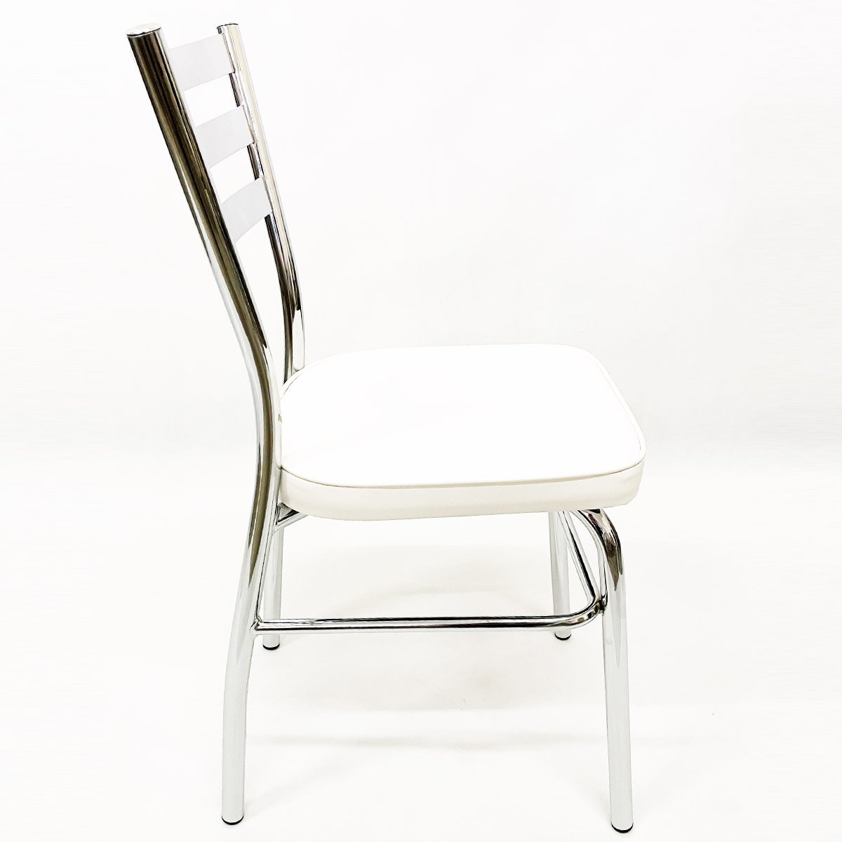 Cadeira de Cozinha com reforço cromada assento grosso branco confortável Kit 6 Unidades - 5
