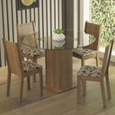 Ver imagem 1 de Conjunto Sala de Jantar Madesa Débora Mesa Tampo de Vidro Redondo 4 Cadeiras - Rustic/bege Marrom