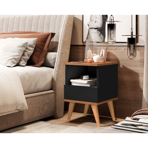 Mesa de Cabeceira Marilia Pés Palito Preto / Nature