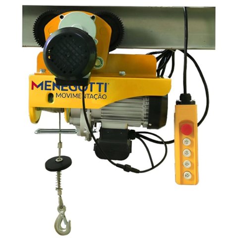 Talha Guincho Elétrico com Trole 600kg Elevação 12m 220v Menegotti