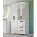 Ver imagem 1 de Guarda Roupa Solteiro Moval Sobral Branco/ Rosa/ Lilás/ Azul Flex 4 Portas 4 Gavetas c/ Espelho