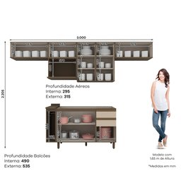 Cozinha Completa 8 Peças 8 Portas 100% MDF Aurora Espresso Móveis - 4