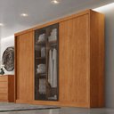 Ver imagem 4 de Guarda Roupa Casal Londres 3 Portas 1 com Vidro Reflecta 8 Gavetas Cinamomo - Novo Horizonte