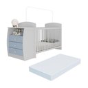 Ver imagem 1 de Berço Cômoda com Colchão Incluso Colinho de Mãe Multimóveis Mp4304 Branco/azul