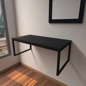 Aparador Industrial Preto Moderno Cantinho Café Escritorio Simples Bancada Suspensa