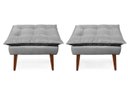 Ver imagem 2 de 2 Poltronas Cinza Claro Opala com 2 Puff Decorativa Confortável para Sala Quarto Recepção Suede Luxo