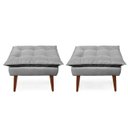 Ver imagem 2 de 2 Poltronas Cinza Claro Opala com 2 Puff Decorativa Confortável para Sala Quarto Recepção Suede Luxo