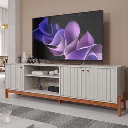 Rack Ripado Tv até 70 Polegadas 3 Portas 100% Mdf Off White Cinamomo Holanda Permóbili - 1
