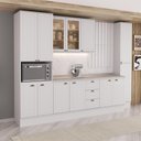 Ver imagem 1 de Cozinha Milla Ivy 13 Portas 3 Gavetas MDF 310cm Branco Móveis Carraro