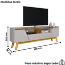 Ver imagem 3 de Rack Bancada Tv 70 Pol 180 Cm Florenca Off White Naturalle Bechara