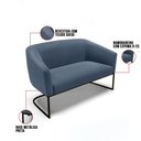 Ver imagem 3 de Sofá Namoradeira 2 Lugares Base Industrial Preto Stella Suede D03 - D'Rossi Cor Azul Marinho