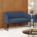 Ver imagem 5 de Sofá Namoradeira 2 Lugares Base Industrial Preto Stella Suede D03 - D'Rossi Cor Azul Marinho