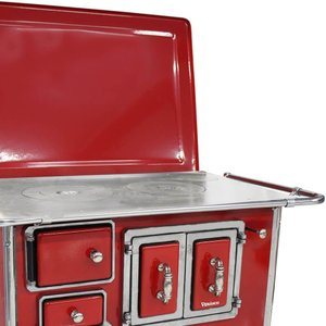 Fogão Lenha Venâncio Tradicional Vermelho Gabinete Nº02 Lado Direito Porta Dupla com Tampa