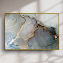 Ver imagem 2 de Quadro Decorativo Abstrato Azul com Dourado